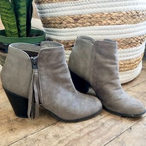 Grey Brown Faux Suede Ankle Booties